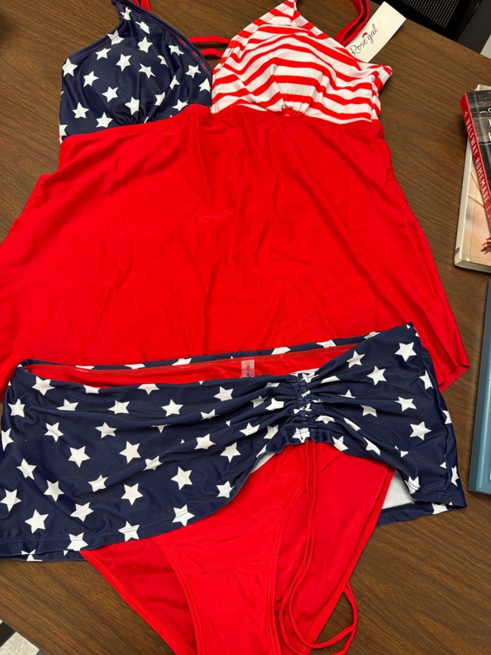 Rosegal Red, Navy & White Stars Striped Tankini and Bikini Set NWT!